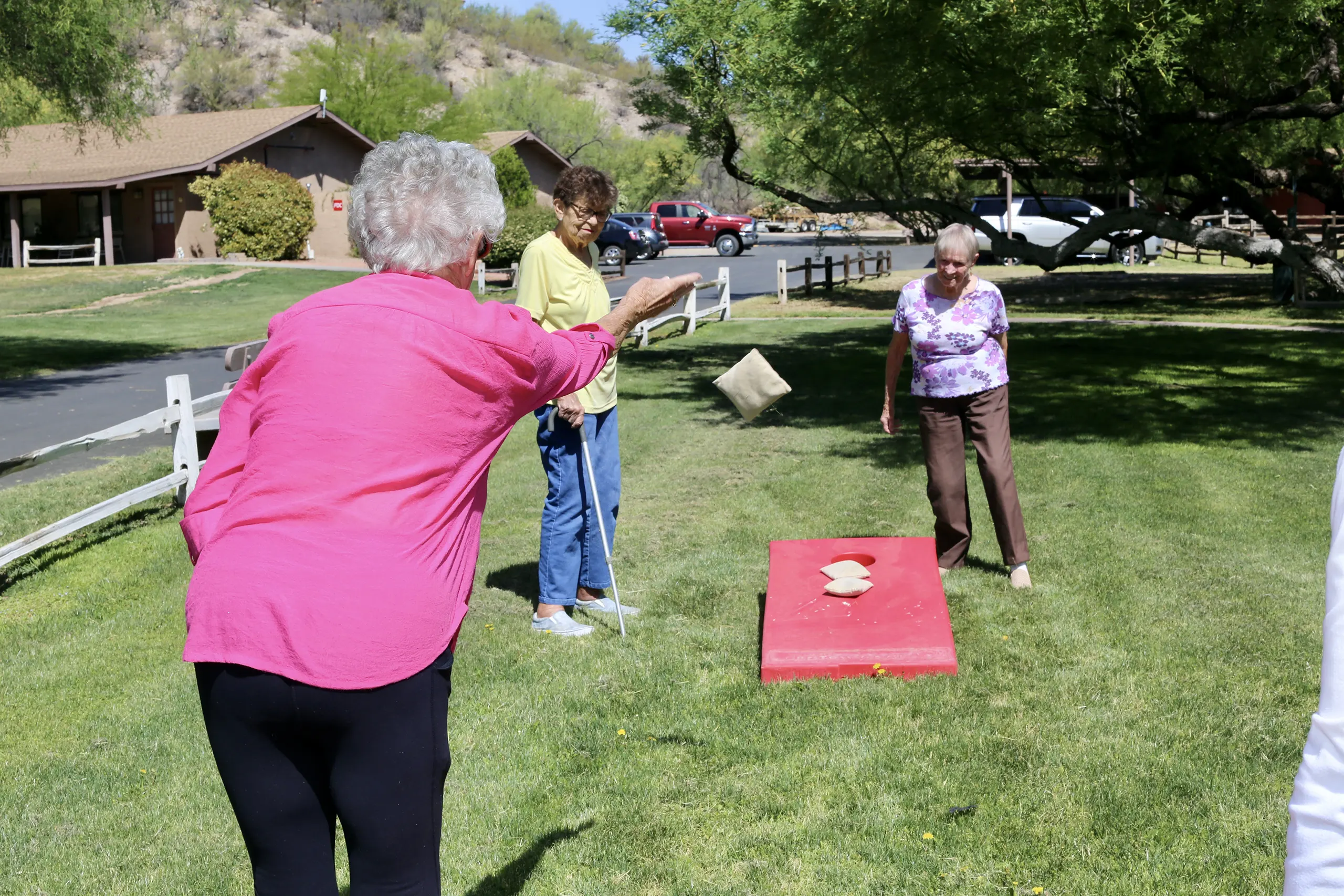 Senior Residents Playing Outside - Rustic Ranch Senior Living in Wickenburg AZ